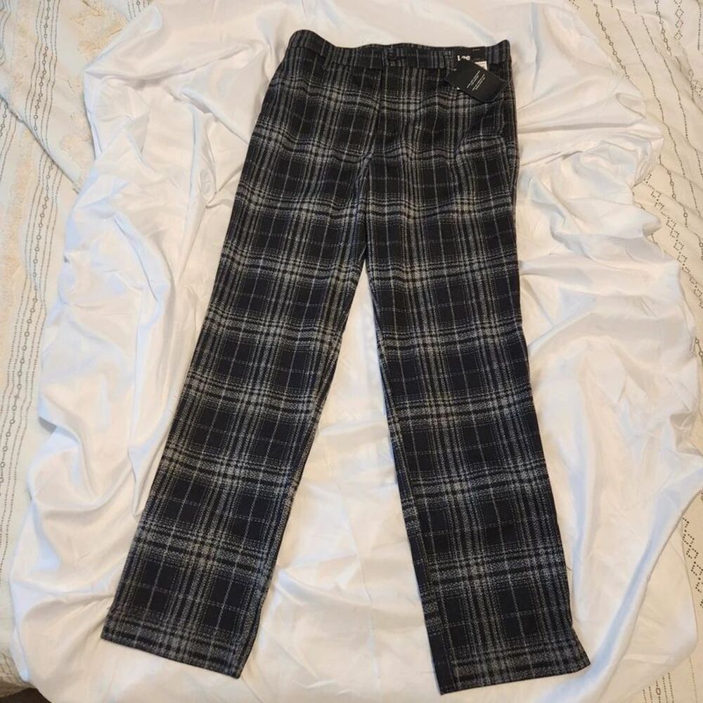 Lee Women’s Black Gray Plaid Straight-Leg Pants Size 10 Medium NWT